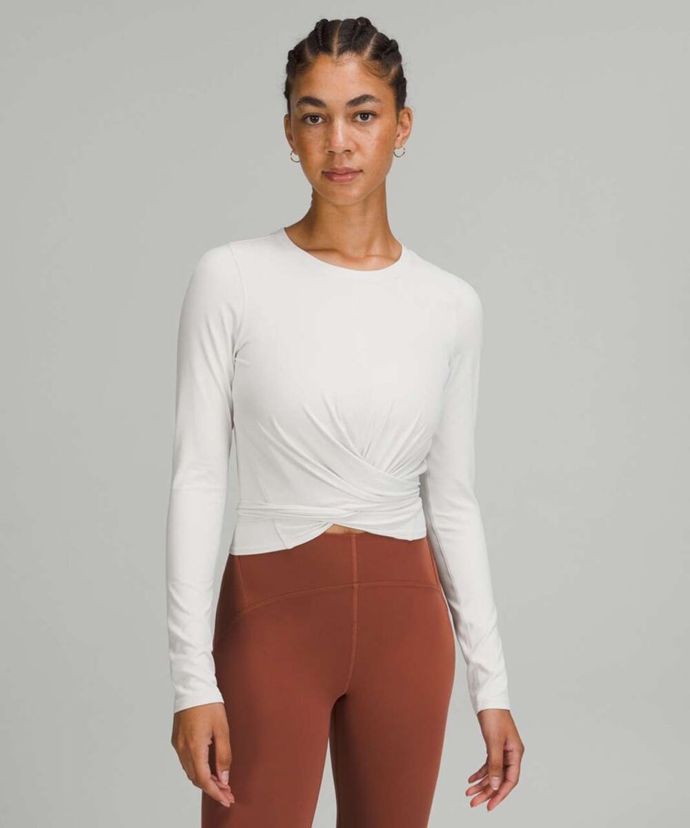 Lululemon Time to Restore Nulu Long Sleeve Activewear Top White Opal 4
